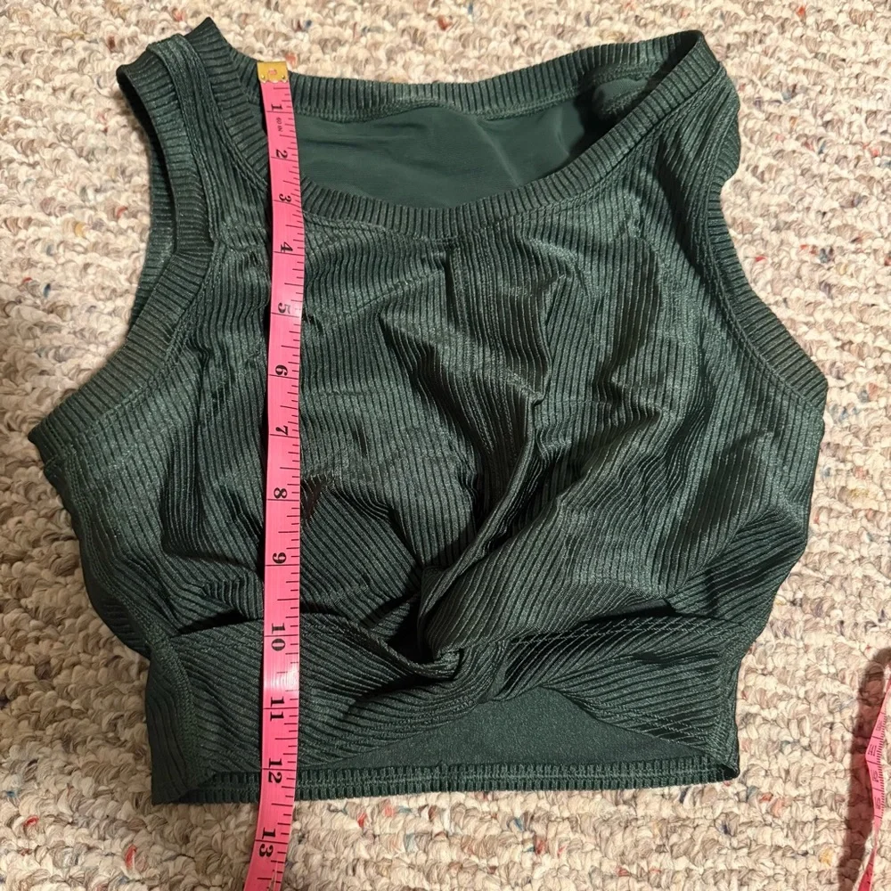 Aerie Set Ribbed Shine Crossover Legging & Twist Front Sport Bra Tank Size Small
